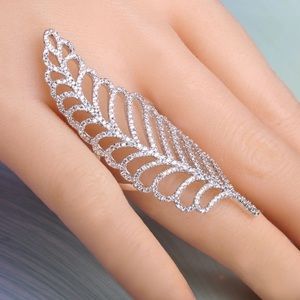 Cubic zirconia pave Leaf ring ( new )